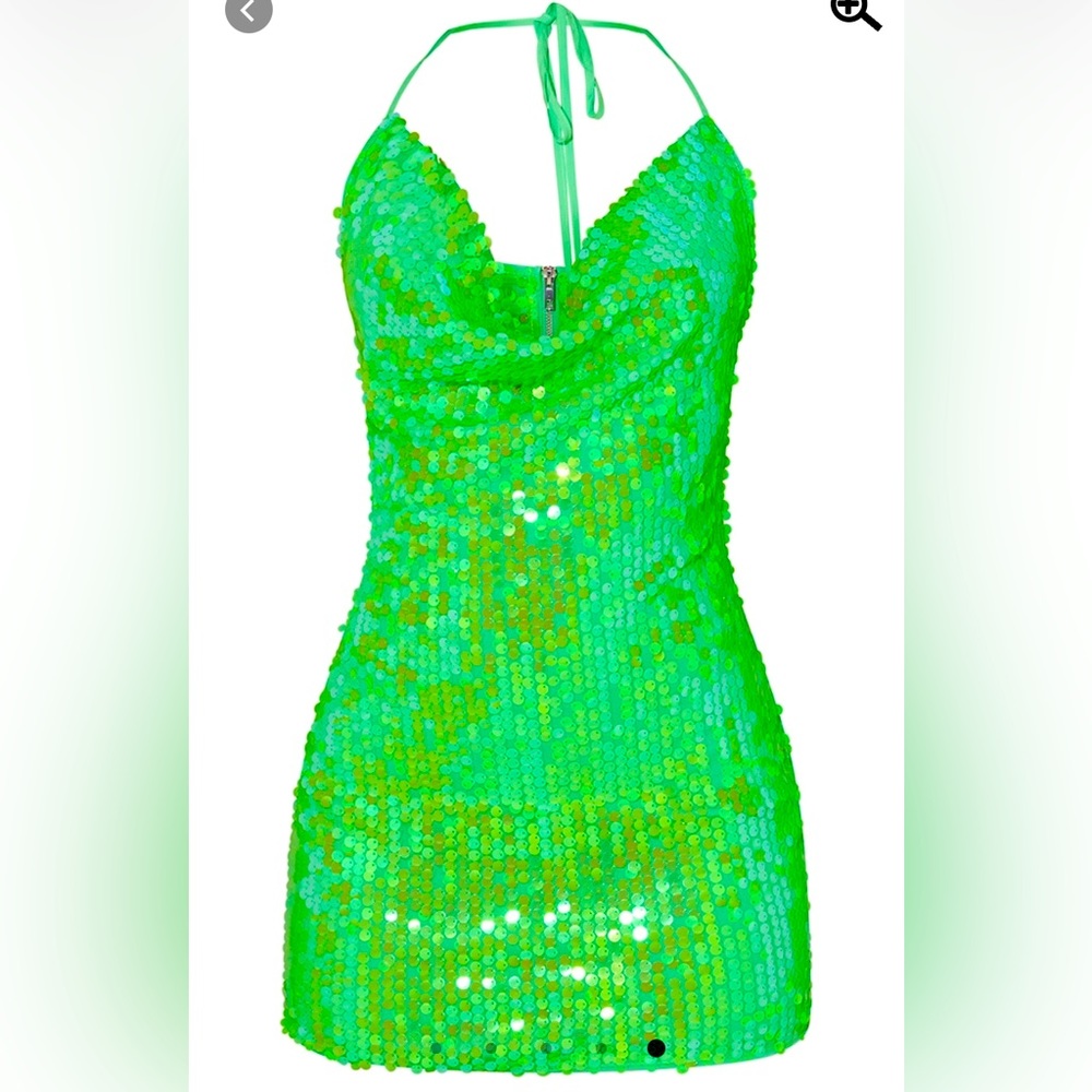 Fluorescent green sequins dress